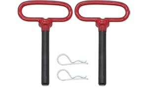 X-Haibei Head Tow Hitch Pin and Clip 1/2 x 3 5/8 inch for Lawn Mower Tractor RV Trailer Truck ATV, Red Handle, 2 Pack