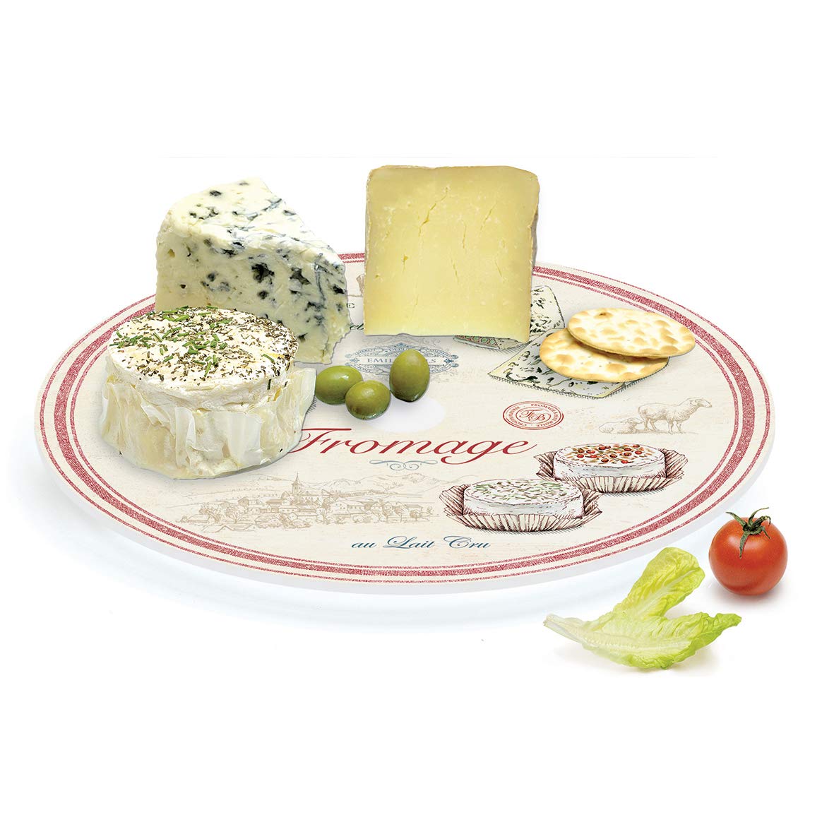 Easy life - easy life piatto girevole in vetro decoro formaggi diametro cm. 32 linea fromage 4r041 frma