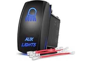 Nilight Aux Lights Rocker Switch Led Light Bar 5 Pin Laser On Off SPST switches 20A/12V 10A/24V Blue with Jumper Wires Set for Cars Trucks Boats ATVs UTVs RVs