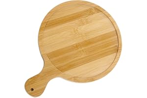 Kelawoly Wood Pizza Tray, Handmade Serving Plate with Curved Handle, Ideal for Home Dining and Restaurant Use (6in for 5in Pi