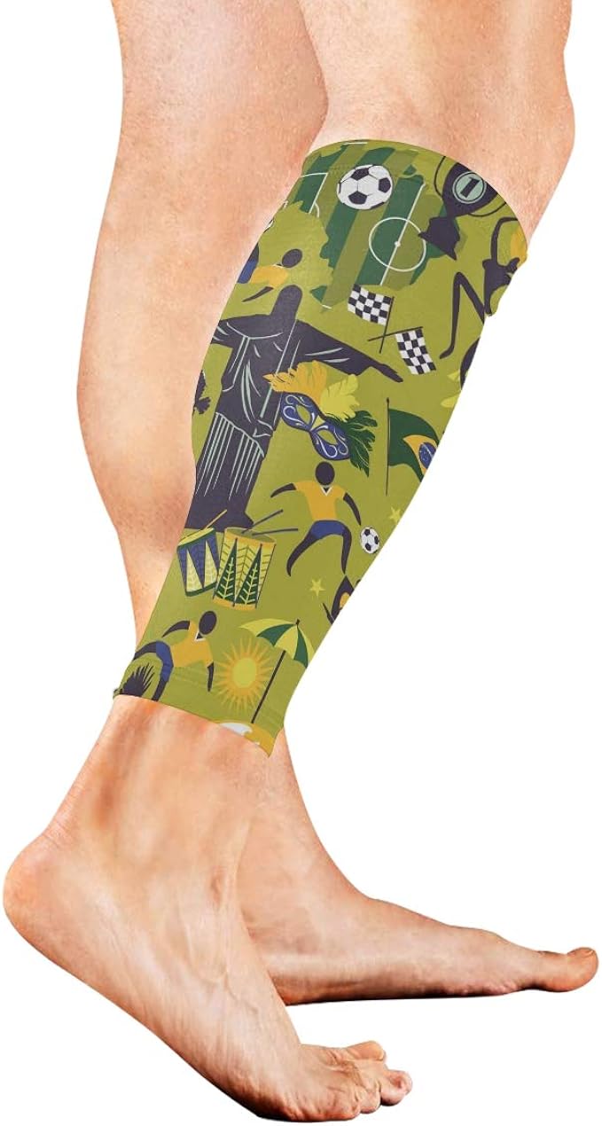 Brazil Soccer Sports Compression Leg Sleeves 1 Pair 2