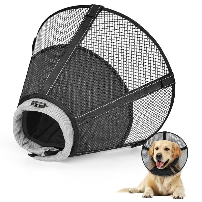 Photo 1 of Joypig Dog Cone Collar After Surgery to Stop Licking: Soft Mesh Recovery Collar with Detachable Pad, Elizabeth Cone Alternative for Large Medium, Small Dogs, Normal Eating and Drinking (2XL)