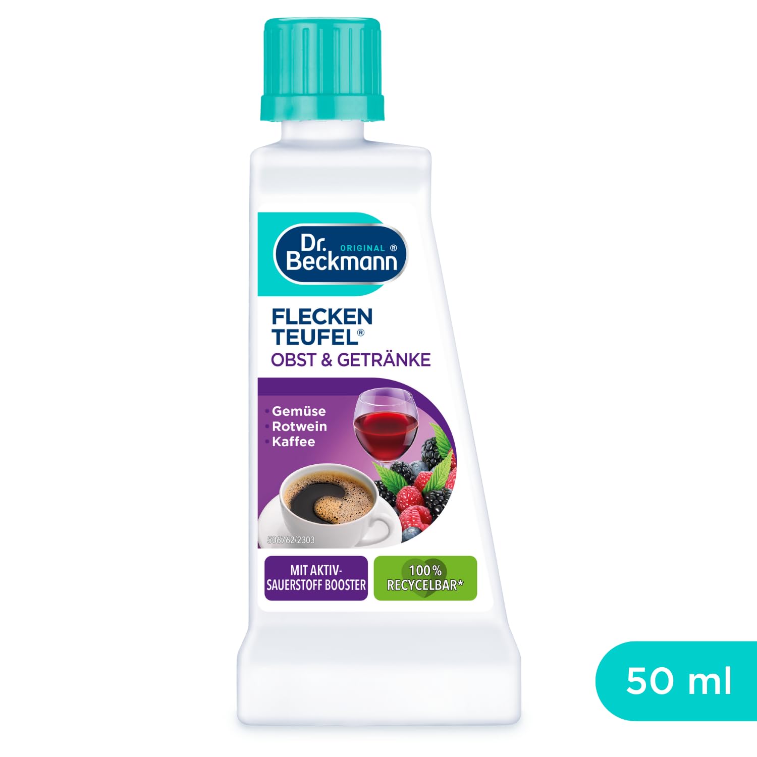 Dr. Beckmann Fleckenteufel Obst & Getränke | Spezialfleckentferner gegen Rotwein-Flecken, Kaffeeflecken, u.v.m. | 1x 50 ml 3