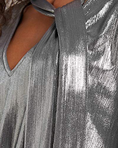 YOINS Sexy Oberteil Damen Glitzer Oberteile Wetlook Langarmshirt für Damen Tshirt V-Ausschnitt Clubwear Partywear… – Bild 5