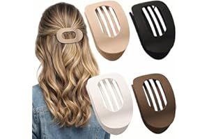 Large Flat Hair Clips for Women, French Curved Design Matte Hair Claw Clips for Thick Thin Hair, Strong Hold No Slip Round Ha