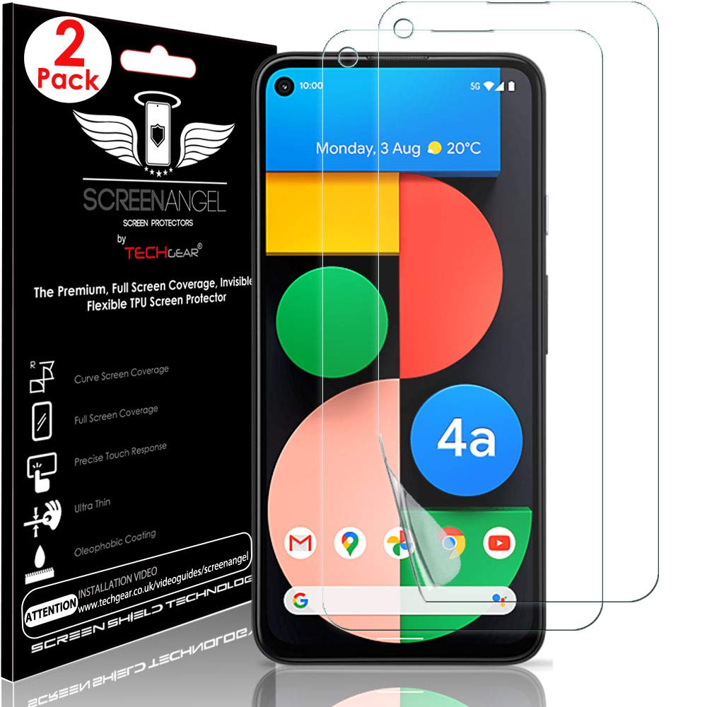 TECHGEAR [2 Pack Screen Protectors fit Google Pixel 4a 5G [Screen Angel Edition] [Case Friendly] [Bubble Free] [FULL Screen Coverage] HD Clear Flexible TPU Films (Not Pixel 4a)