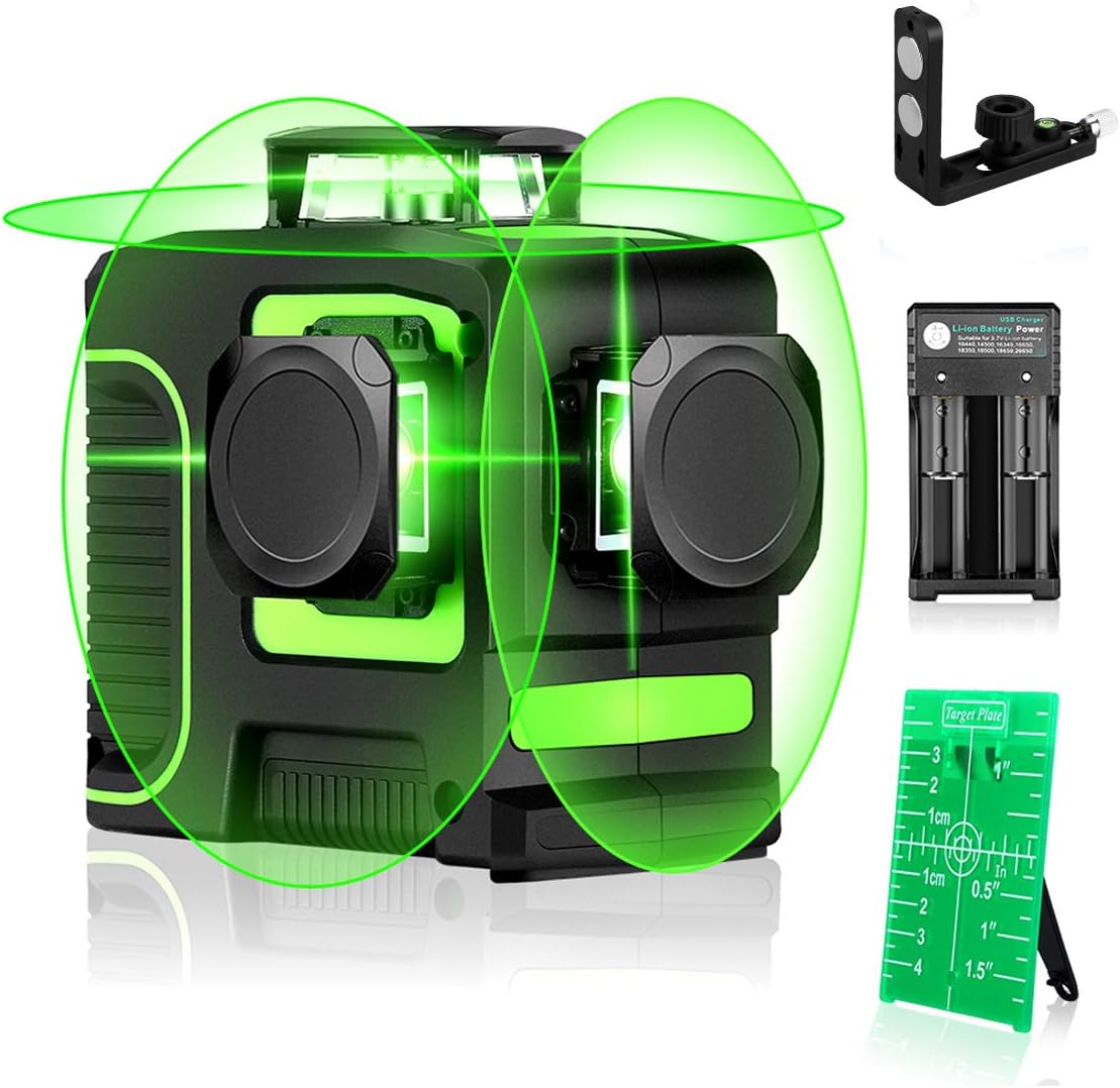 Seesii 3D Green Beam SelfLeveling Laser Level 3×360 Cross Line Laser