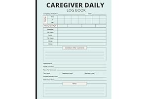 Caregiver Daily Log Book: Caregiver Report Sheet and Medicine Reminder Log for for Seniors and Elderly or Assisted Living Patients