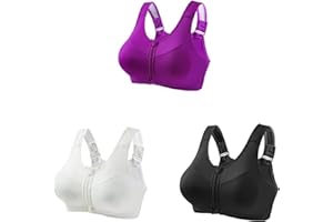 GENERIC 3Pack Women Sports Bra Wireless Post Surgery Bra Acitive Bra Yoga Bras Motion Control Zip High-Impact Sports Bra Wirefree Bra