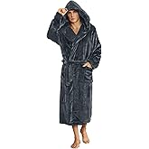 U2SKIIN Mens Hooded Robe, Plush Robes for Men Long Fleece Bathrobe | Plush Flannel Men's Hooded Bathrobe, Ultra Soft &amp; Warm for Lounging, After Shower, Relaxing at Home &amp; Cold Days