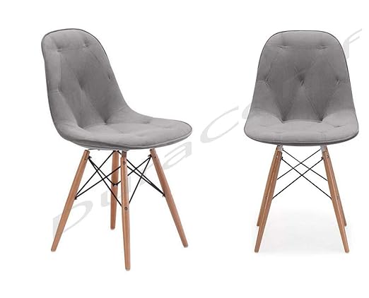 DuraComf (Set of 2) Dining Chair/Side Chair for Living Room/Side Chair for Home/Living Room Chair with Cushion (Grey)