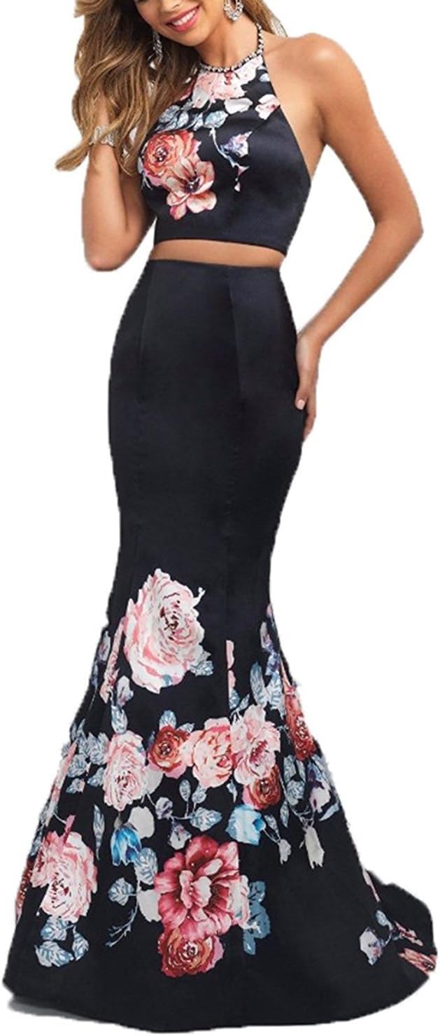 Vanial Beautiful Print Prom Dress Long Formal Evening Gowns V002