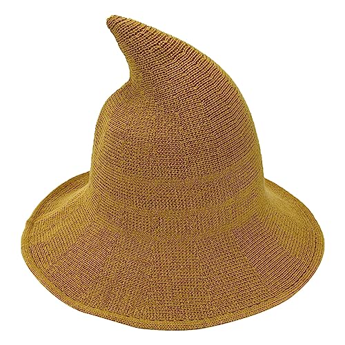 jbyrvq Halloween Witch Hat for Women, Foldable Wool Knitted Cap