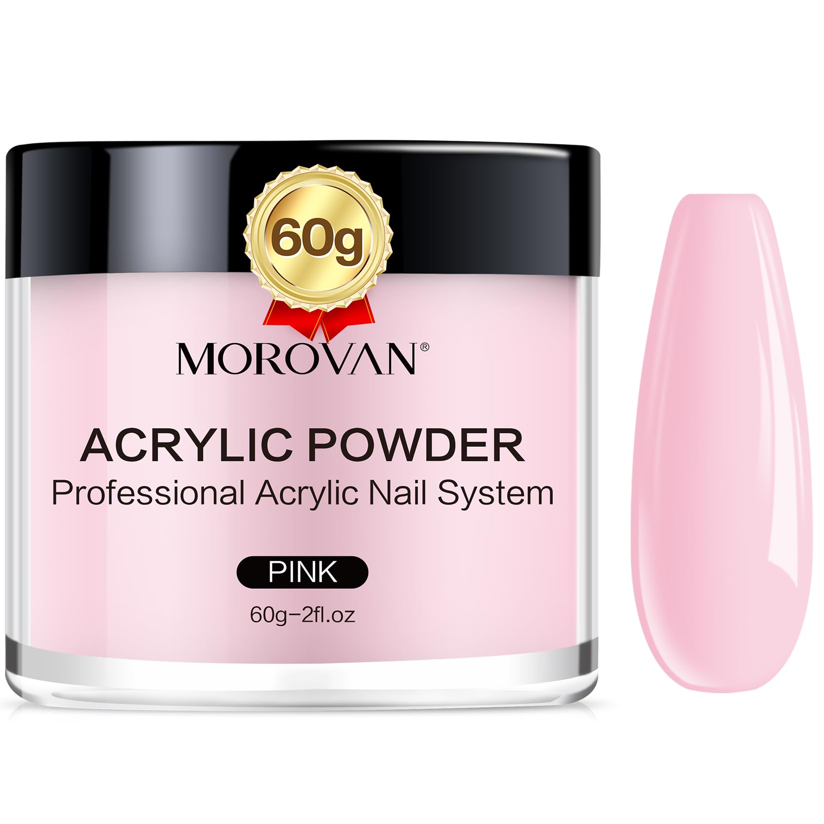 Morovan Acrylic Powder - 2oz Professional Acrylic Nail Powder Polymer Nail Powder for Acrylic Nail Extension Carving Nails (PINK)