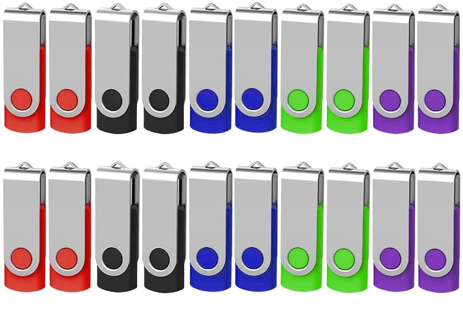 AreTop USB Stick 1 GB Pack of 20 High Speed Swivel Memory Flash Drives for PC, Laptop, Car 5 colours 8GB 20 Pack