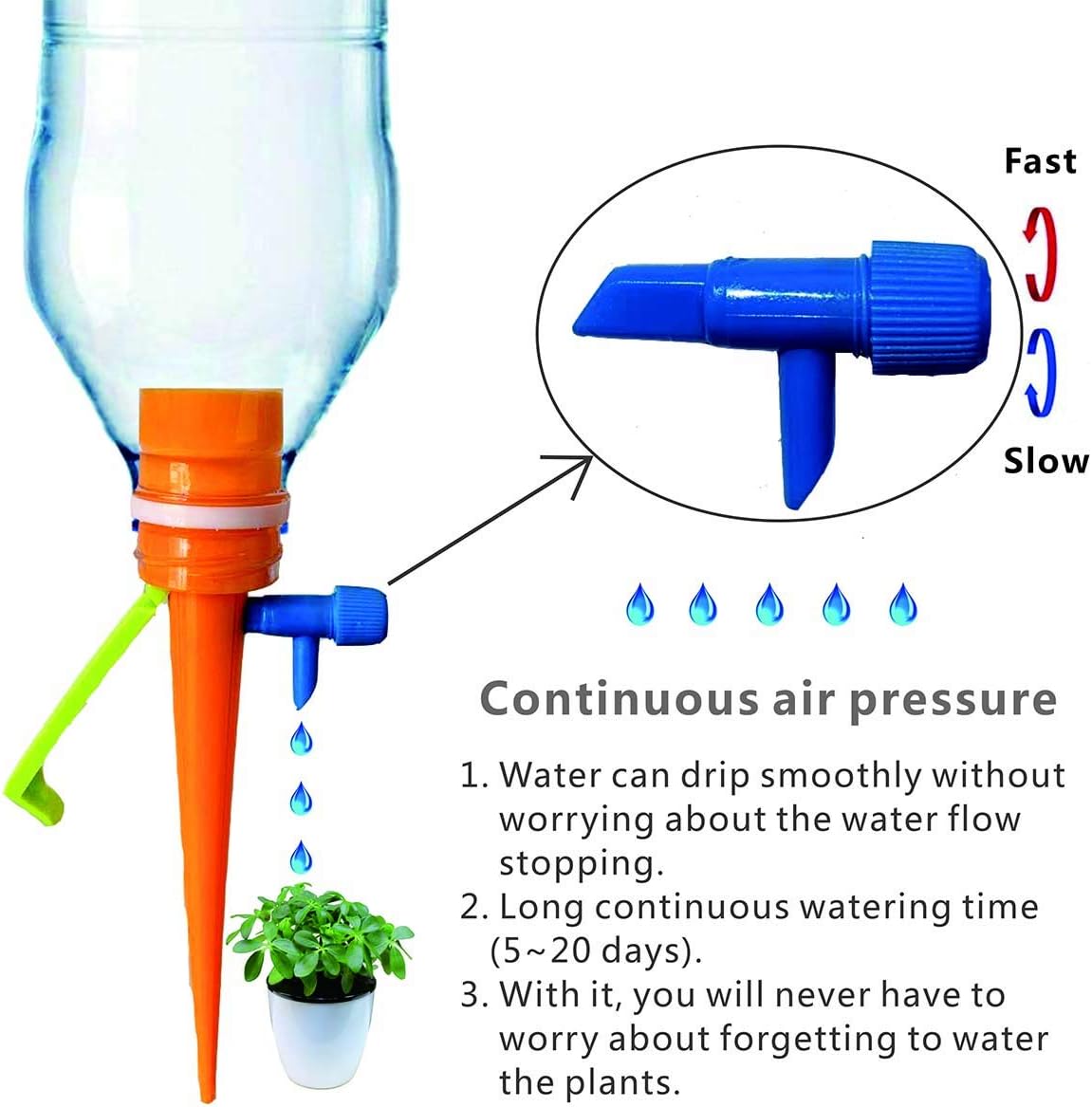 Automatic irrigation equipment for aquatic plants for drip irrigation system, Plant Waterer with Slow Release Control Valve, Adjustable Water Volume Drip System for Home and Vacation Plant Watering : Garden & Outdoor