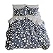 BuLuTu Vintage Floral 3 Pieces Girls Duvet Cover Set Queen 100% Cotton-Super Soft Floral Bedding Collections Sets Full/Queen Navy Blue,Gifts for Daughter,Women,Child,Lover,Friend,Family,NO Comforter