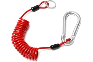 EEBBL 4FT Trailer Breakaway Cable, Heavy Duty Steel Wire Coiled Travel Trailer Towing Accessories for RV, Stainless Steel Spring Towing Coil Extends up to 4FT, Trailer Break Away Switch(1pack)