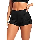 Tempt Me Women's Swim Shorts High Waisted Swimsuit Shorts Adjustable Ruched Side Boyshorts Tummy Control Bathing Suit Bottom