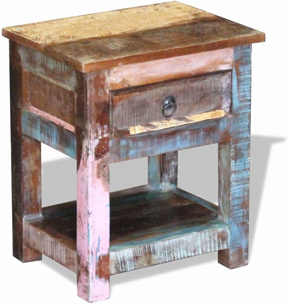Amazon Com End Table With 1 Drawer Solid Reclaimed Wood Side