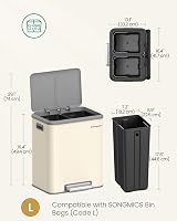 SONGMICS Kitchen Bin 2 x 4 Gal Double Rubbish Bin with Inner Buckets view 6