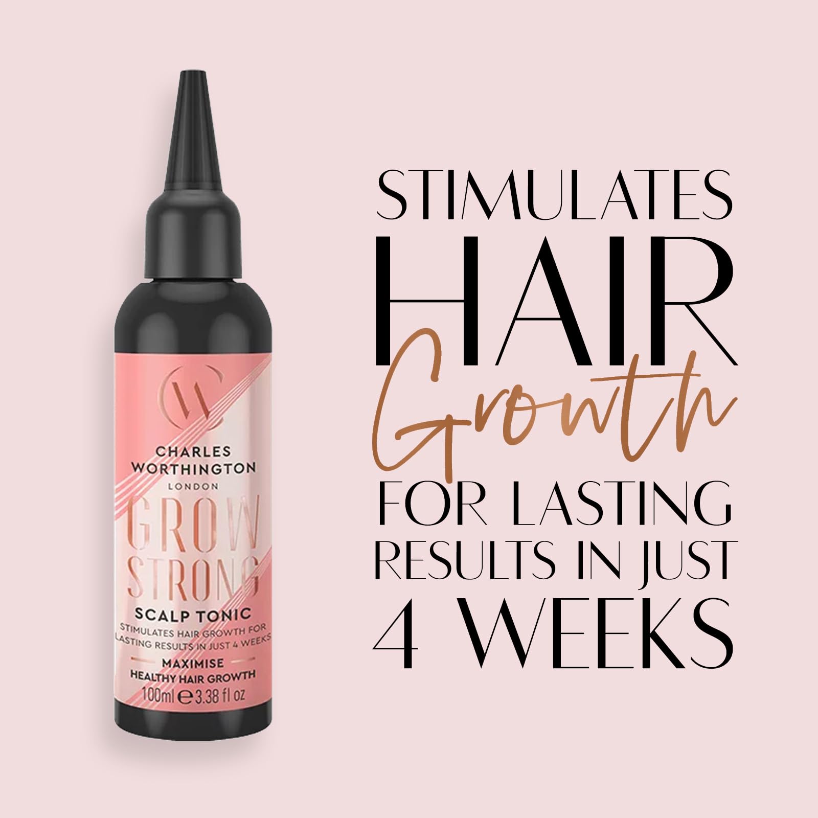 Charles Worthington Grow Strong Scalp Tonic, Hair Growth Serum for Fine Hair, Hair Repair Products for Women and Men, Salon Hair Repair, 100 ml