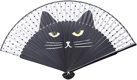 Amazon Co Jp Pulabo 安くて実がある 扇子 女性用 ファン 折りたたみ式 猫柄 かわいい 工芸扇子 和風 職人の手作り 暑さ対策 プレゼント 服 ファッション小物