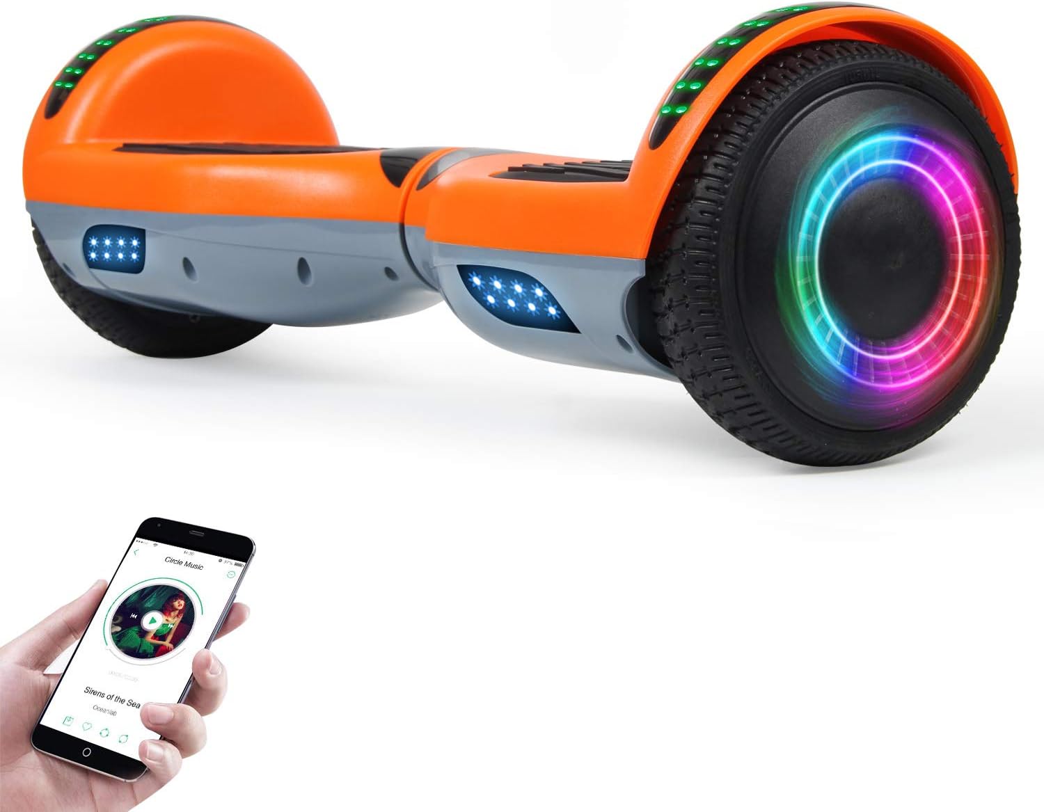 EPCTEK Hoverboard,6.5" Two-Wheel Self-Balancing Scooter Hover Board with Bluetooth Speakers and Fashion LED Lights for Kids and Adults.