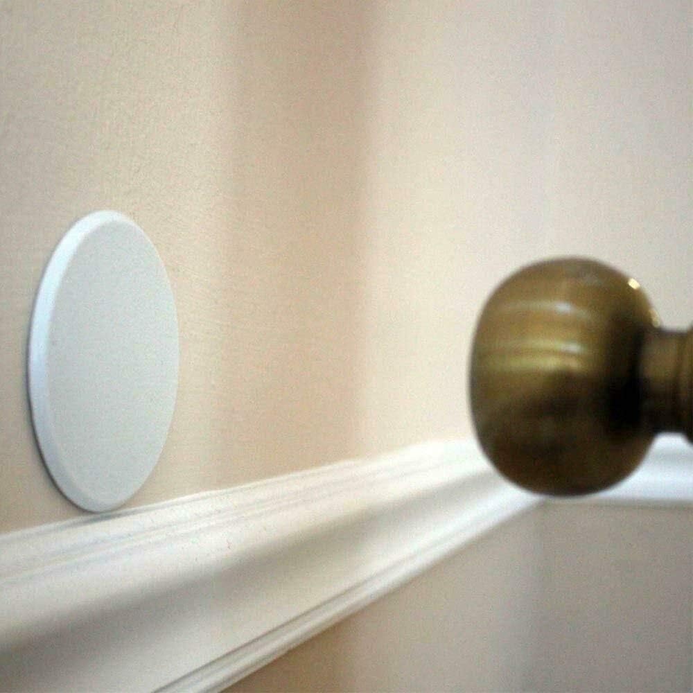 2 pcs Door Knob Wall Protector Stop Shield White Round Self Adhesive Paintable Home