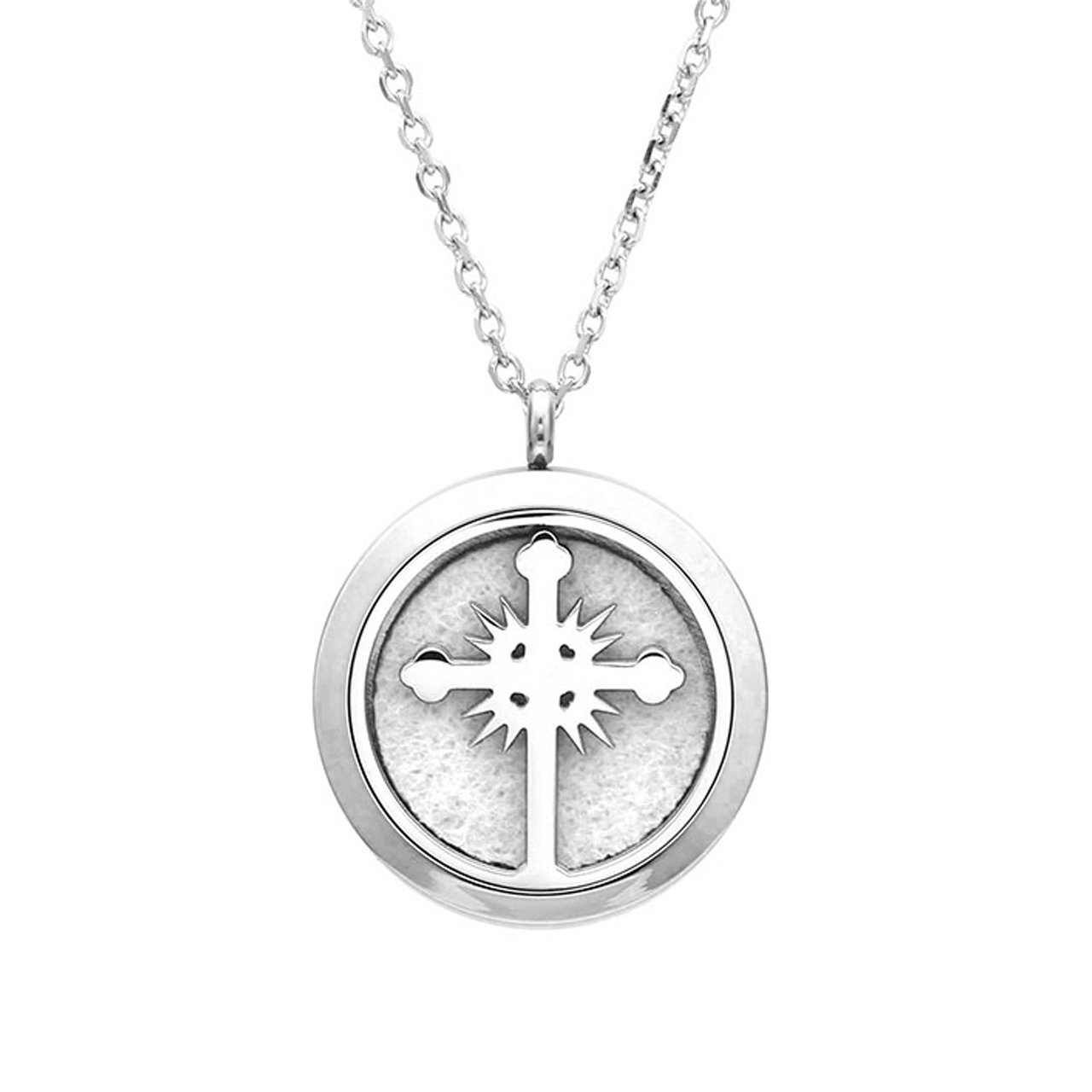Zysta Stainless Steel Tree of Life Aromatherapy Perfume Essential Oil Fragrance Diffuser Necklace Locket Pendant w/ 6 Pads, 24 inches
