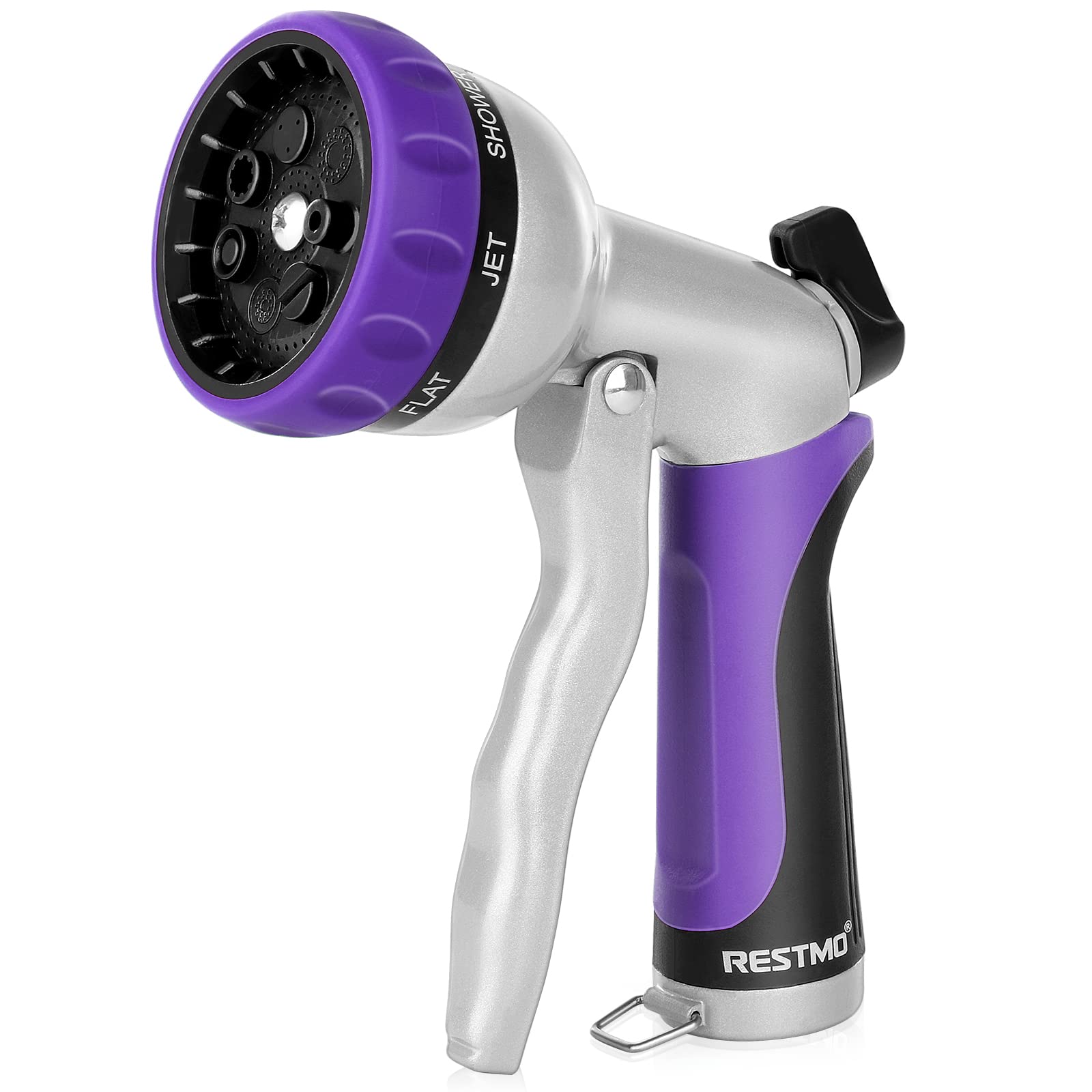 Photo 1 of RESTMO Garden Hose Nozzle, Heavy Duty Metal Water Hose Nozzle with 7 Adjustable Spray Patterns, High Pressure Hand Sprayer with Flow Control, Best for Watering Plant & Lawn, Washing Car & Pet, Purple