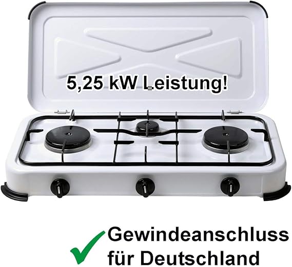 Camplux JK5330 Campingkocher 3-flammig Mit Deckel Für Outdoor-Kochen