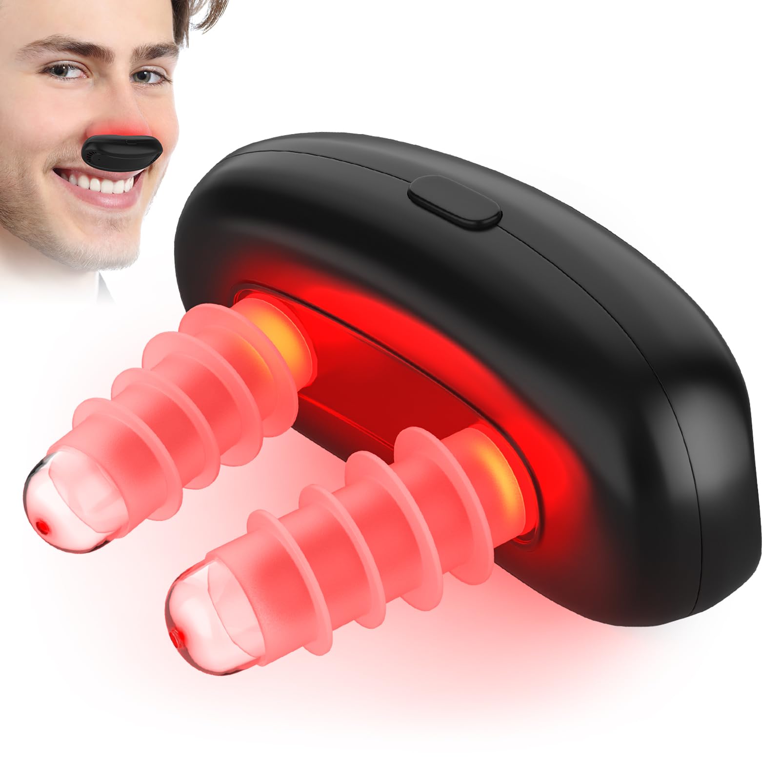 Terapia de luz roja para nariz, dispositivo nasal LED para alivio de los senos nasales y nariz seca, terapia de luz de carga USB portátil