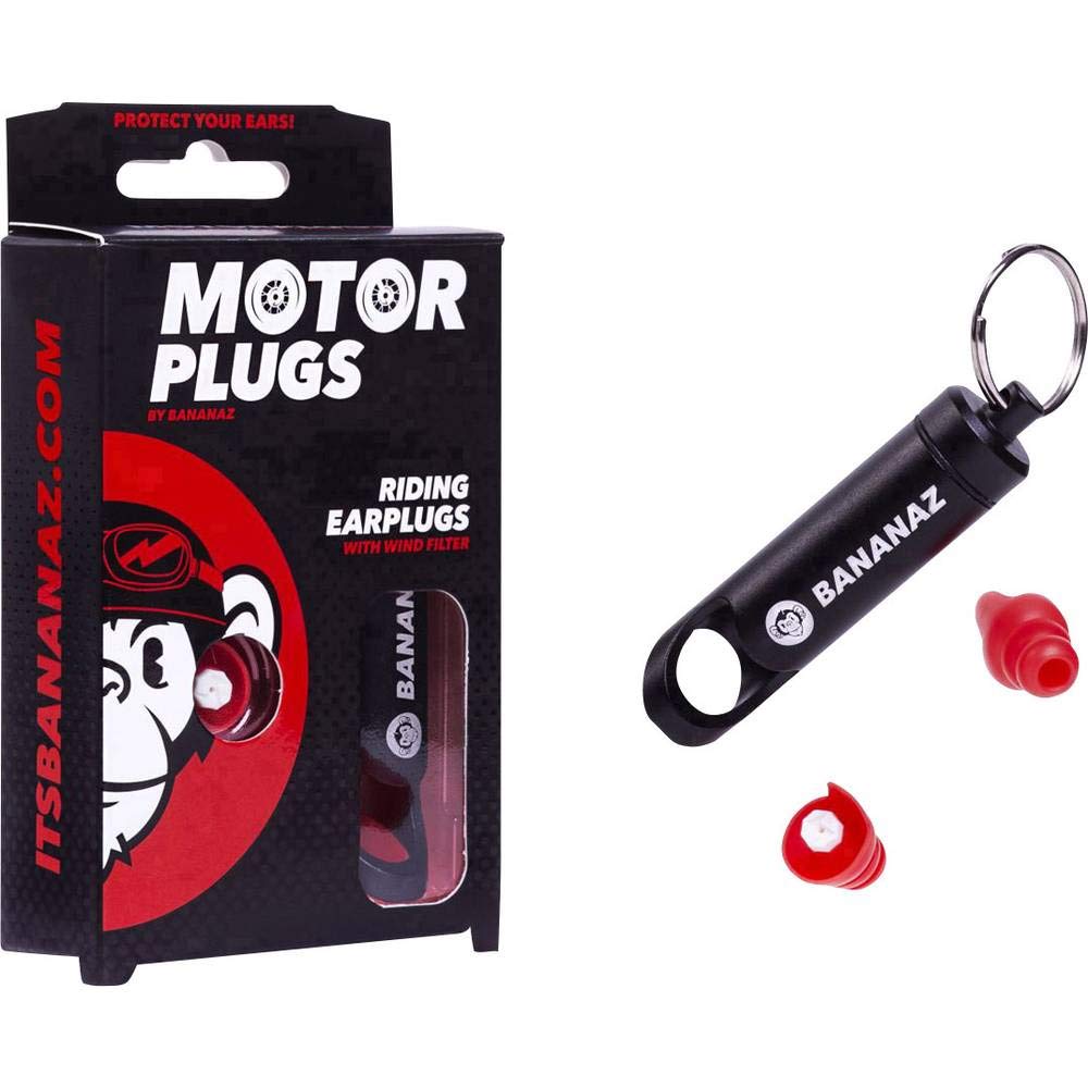 Bananaz Motorplugs Ear Protection Ear Plugs for Motorcyclists & Motorsport Friends, 1 cm, Red