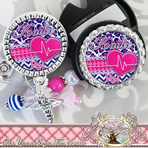 EKG Tech Retractable Badge Holder, Personalized RN Badge
