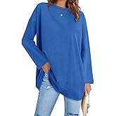 Fisoew Women's Long Sleeve Oversized T Shirts Loose Casual Crewneck Tunic Tops Soft Blouse