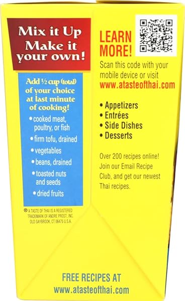 A TASTE OF THAI COCONUT GINGER NOODLES |HEAT & EAT INSTANT NOODLE | FLAVORED WITH AUTHENTIC THAI SAUCE -NON-GMO,GLUTEN FREE, TRANS FAT FREE- PERFECT SIDE FOR CHICKEN, FISH & MEAT ENTREES| 6 PACK (4OZ)