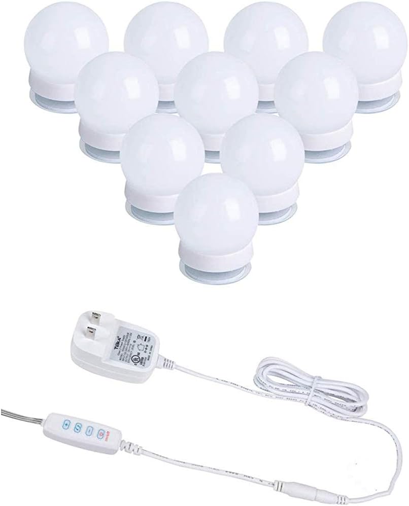 Upgraded Hollywood Style Vanity Mirror Lights Kit, 10 Dimmable LED Bulbs with 3 Color Modes, Best for Makeup Dressing Table Bathroom Dressing Room, Power Supply Plug in Lightings (Mirror Not Include): Home Improvement