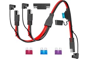 AYECEHI 10AWG SAE 1 to 2 Y Splitter Adapter Cable SAE DC Power Automotive Connector Extension Cable with 10A 15A 35A Fuse and