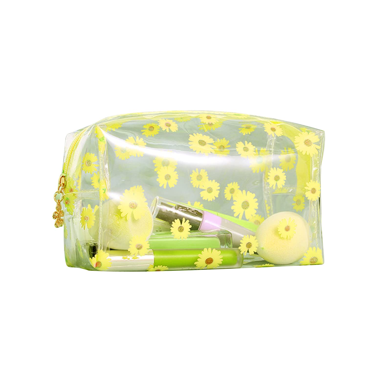 Elionless Clear Pencil Case, Large Capacity Zipper Pen Pencil Bag Pouch Flower Transparent Makeup Bag Travel Storage Bag for Teenage Girls Boys Women (Daisy Yellow)