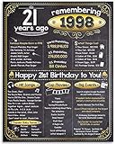 21st Birthday Poster (Twenty One, 21) - Remembering The Year 1998-11x14 Unframed Art Print - Makes a Perfect Birthday Decoration Under $15