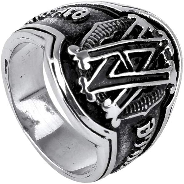 Oakky Men's Stainless Steel Biker Ring - 1% ER Skull Design, Vintage Punk Style, Silver Black