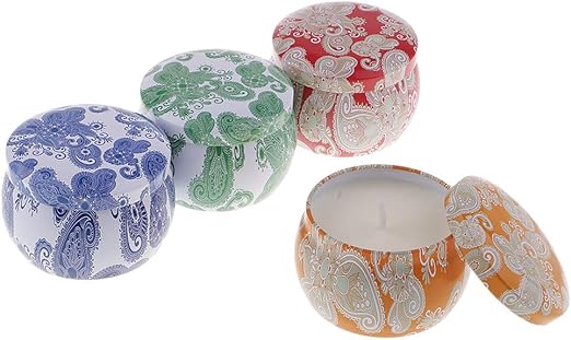 Amazon Co Jp P Prettyia 4ピース 個香料入りキャンドルギフトセットスプリングフレッシュ バイオレット ラベンダー サイダー天然大豆ワックスアロマテラピー 家の装飾 ウェディングキャンドル用の錫入り Diy 工具 ガーデン