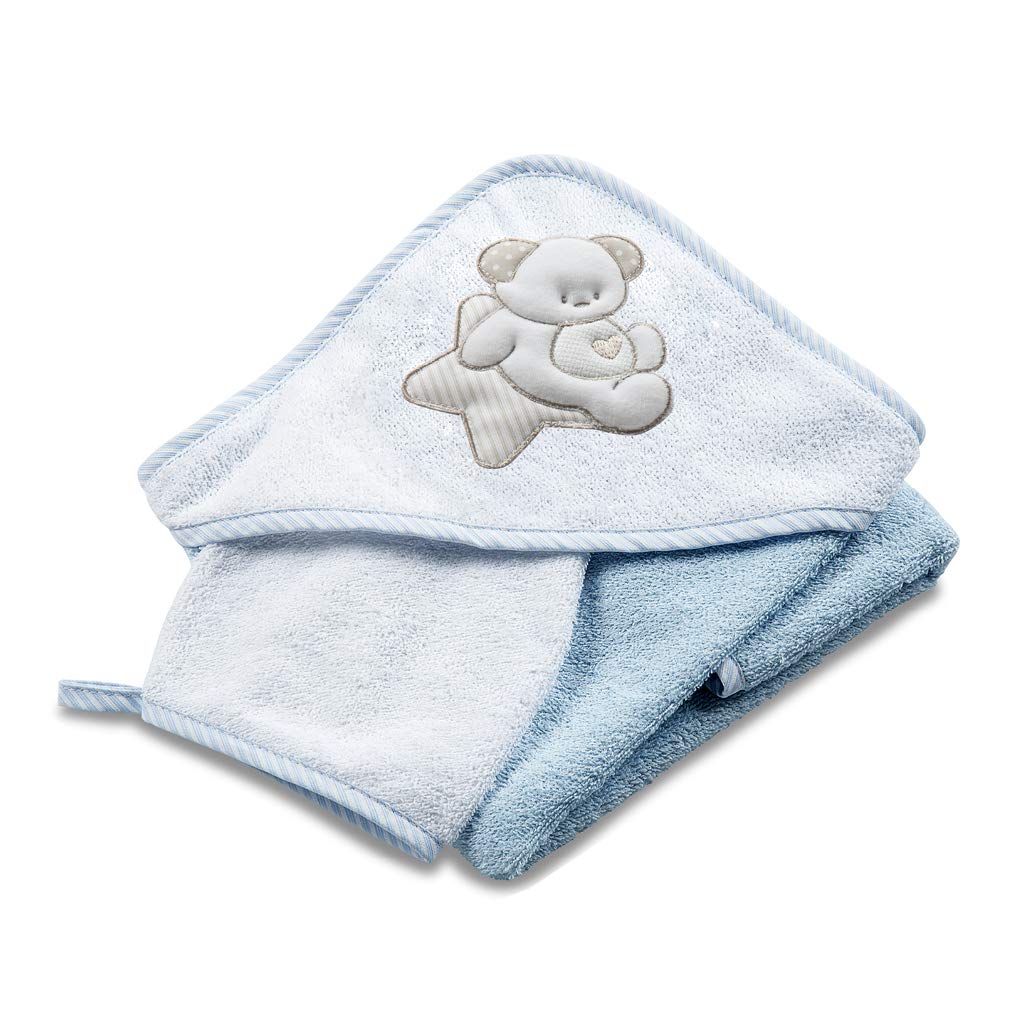 Italbaby Baby Baby Terry Bathrobe 0-6 Months Sweet Light Blue - 550 g