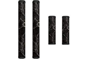 HUISEFOR Black Marble Refrigerator Door Handle Covers Set of 4 Pack Fridge Handle Covers Replacement Washable Kitchen Appliance Handle Covers for Microwave Stove Dishwasher Modern Home Decor