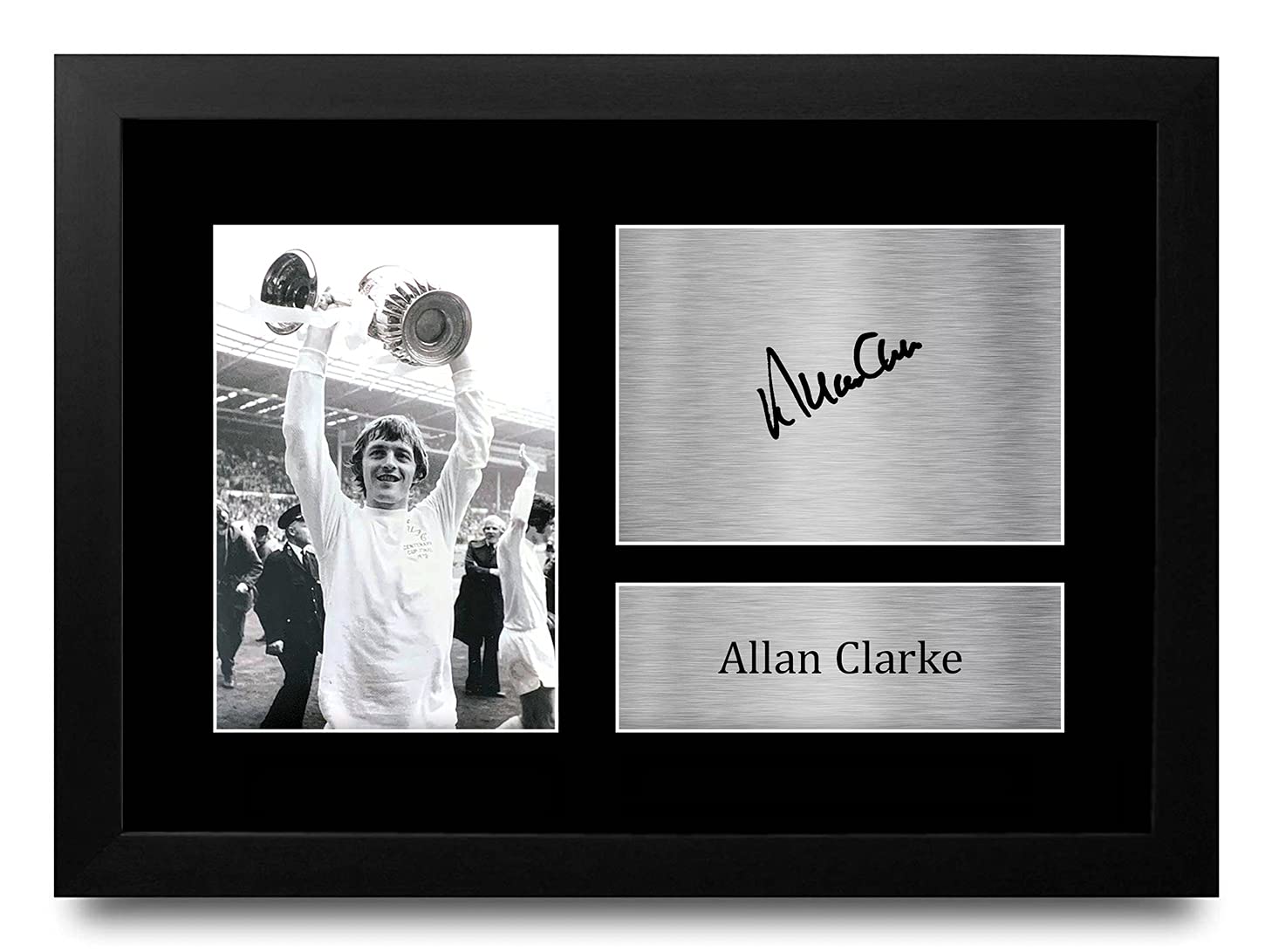 HWC Trading FR A4 Allan Clarke Leeds United Gifts Printed Signed Autograph Picture for Football Fans and Supporters - A4 Framed