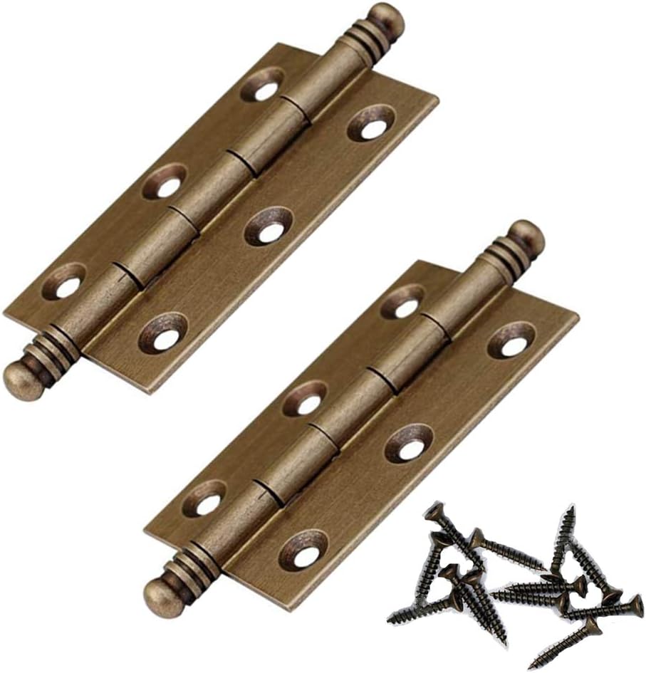 2Pcs Folding Butt Hinges Furniture Hardware Door Hinge Antique Pure Brass Hinges for Cabinet Cupboard Jewelry Box