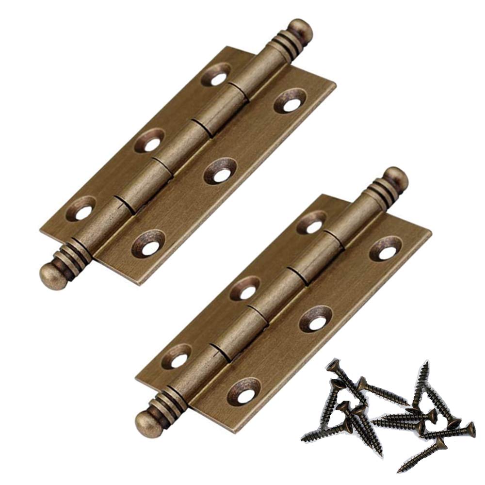 2Pcs Folding Butt Hinges Furniture Hardware Door Hinge Antique Pure Brass Hinges for Cabinet Cupboard Jewelry Box