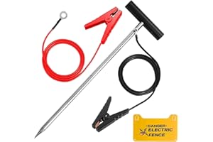 YSLDSKER 15.75 inch Electric Fence Wire Grounding Rod, Connect Electric Fence Charger Solar Powered, Solar Electric Fence Lead Wire with Alligator Clip, for Generator Electric Fence
