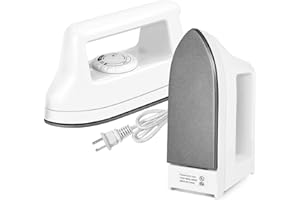 HOMMTINA Mini Iron for Clothes, Travel Iron Small Electric Heat Press Machine for T-shirts Crafting, Portable Iron for Home College (White)